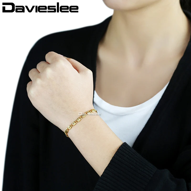 Davieslee женский браслет цепочка 585 желтое белое розовое золото заполненная улиткой