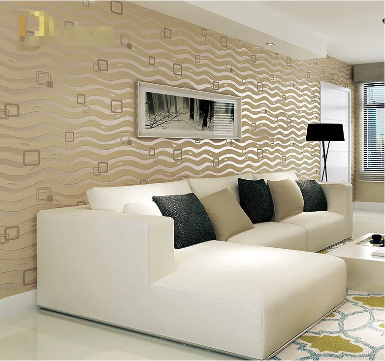 High Quality Non-Woven 3D Embossed Flocking Geometric Pattern Designs Wallpaper Living room Bedroom Decoration Wall paper R547 |