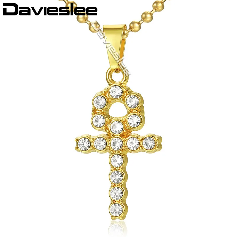 Davieslee Iced Out Ankh Key Cross подвеска ожерелье Женская цепочка проложенная стразами