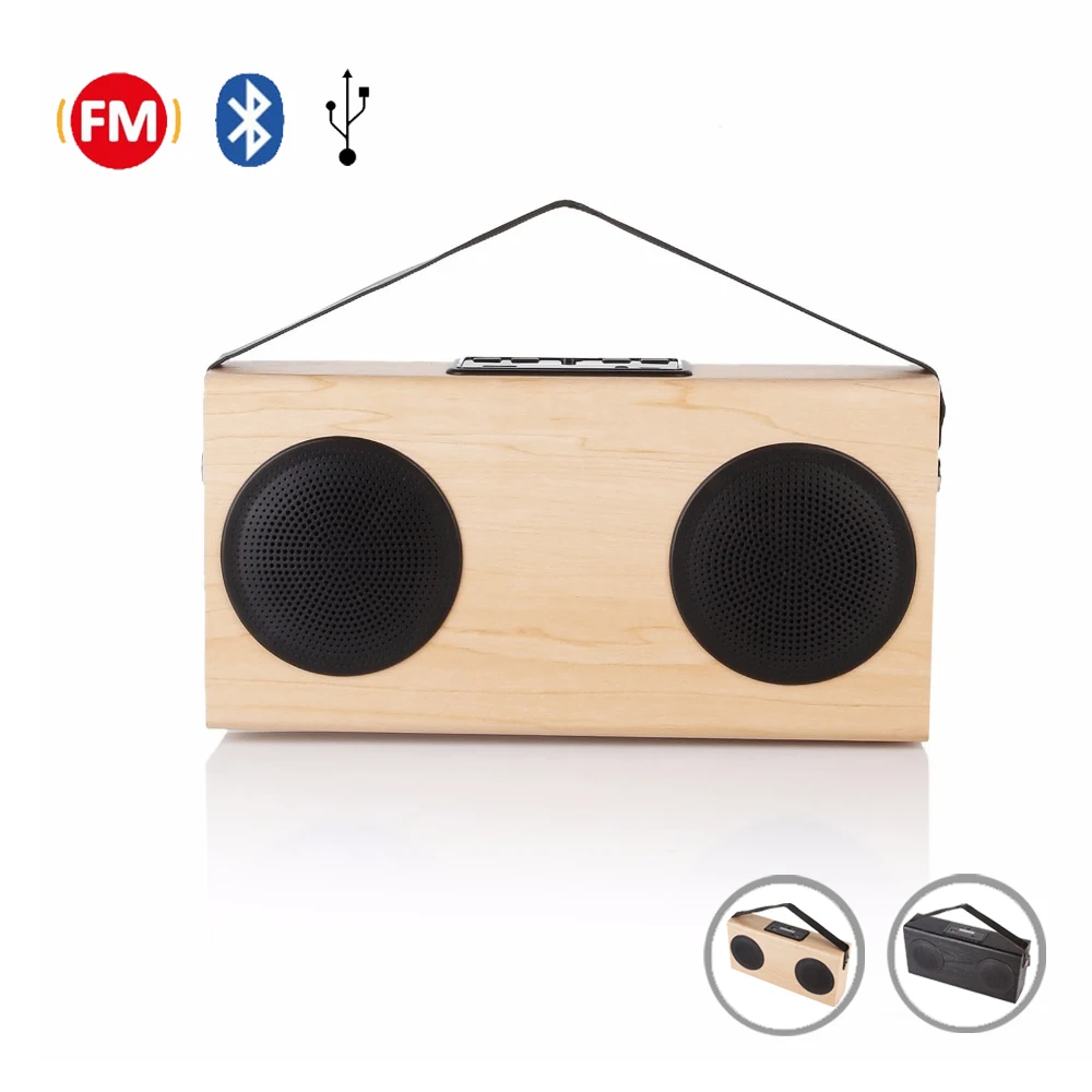 Деревянный fm Радио Портативный Bluetooth Дерево стерео Динамик зерна Беспроводной