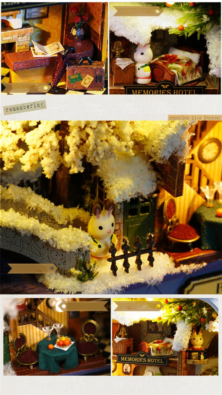 DIY Дом коробка Рождественский подарок Noel кукольный домик Casa delle bambole деревянный кукольный дом подарки Cocuk odasi Мобильная Милая комната игрушки