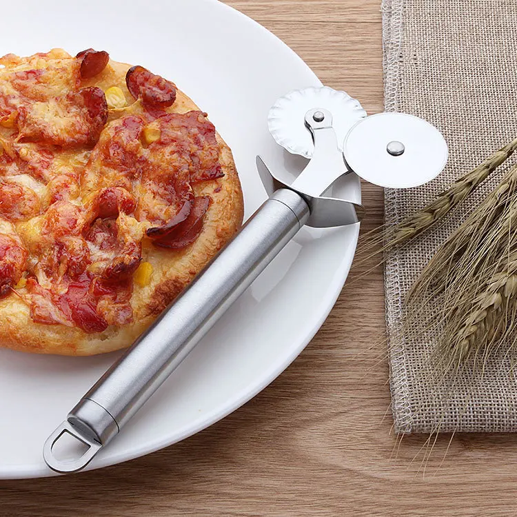 Stainless Steel Double Pizza Knife Pancake Wheel Baking Tool Rolling | Дом и сад