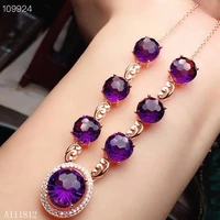 kjjeaxcmy boutique jewels 925 pure silver inlaid natural amethyst necklace support detection