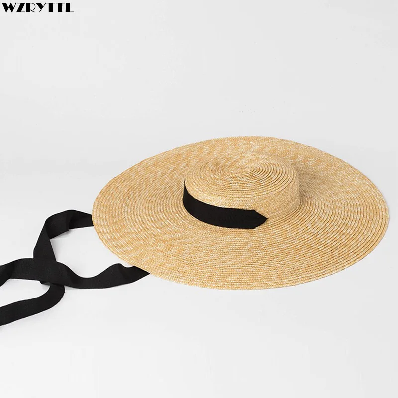 

Wholesale Dropshipping Summer Wide Brim Big Hat New Fashion Beach Straw Hat Kentucky Derby UV Protect Sun Hat Adjust 56-60cm