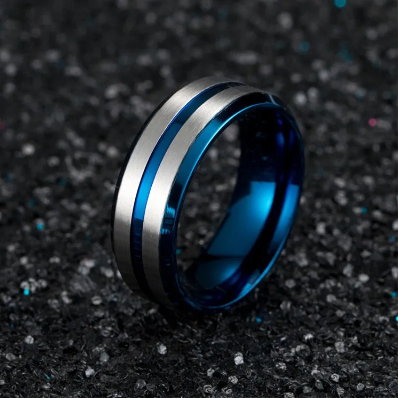ZTYDEMO Silver Matte Brushed Wedding Rings for Men 8MM 316L Stainless Steel Boy Engagement Accessories Male Ring Jewelry | Украшения и