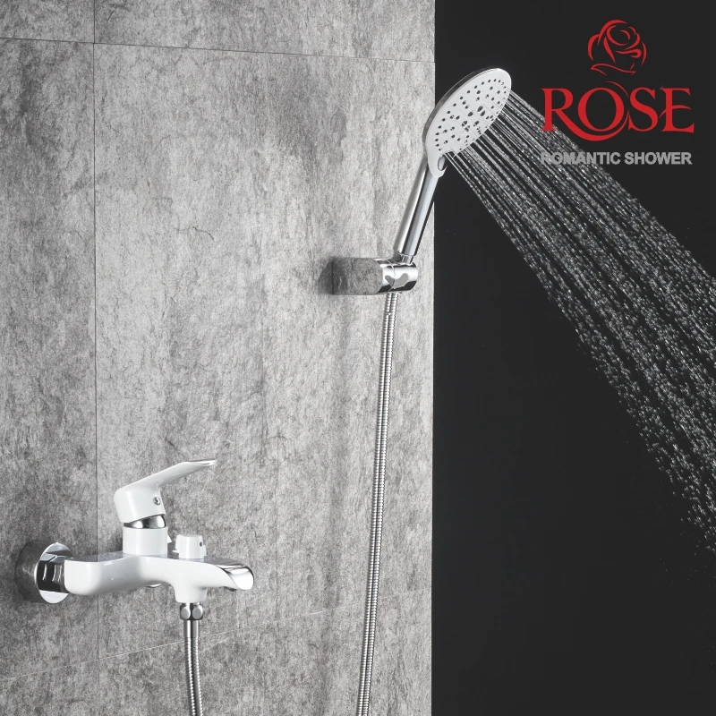 ROSE смеситель для ванны латунный кран белый хром душевой набор с Аэратором