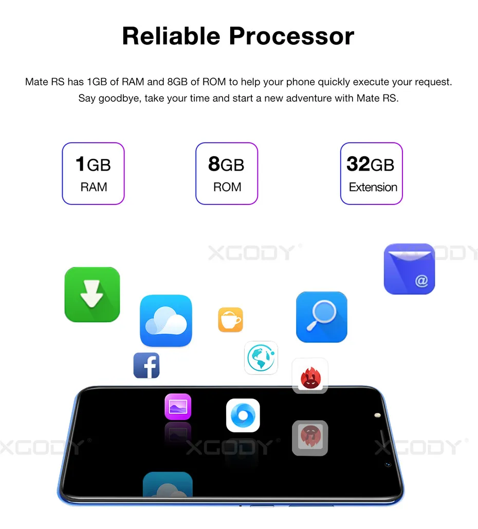 XGODY mate RS 3g, смартфон с двумя sim-картами, Android 8,1, 6 дюймов, 18:9, полноэкранный мобильный телефон, 1 ГБ ОЗУ, 8 Гб ПЗУ, 2800 мАч, gps, WiFi, мобильный телефон