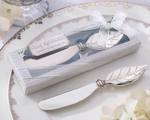 

Free shipping 2017 New arrival Chrome Leaf butter knife Spreader Valentines Day gift Christmas wedding favors