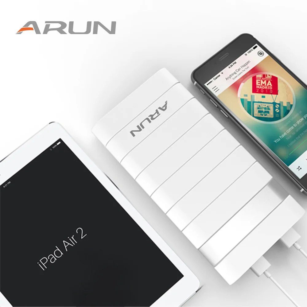 ARUN 20000 мАч Внешний аккумулятор PoverBank 2 USB power Bank портативное зарядное устройство