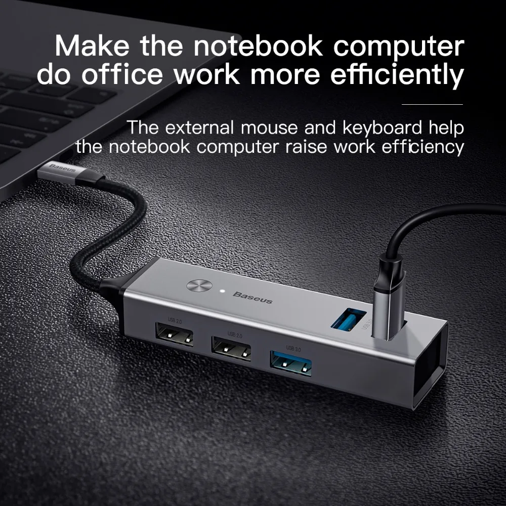 BASEUS 5 USB Ports Type-C to USB3.0 x 3 + US 2.0 2 Hub Adapter Converter Compatible Windows Mac OS System | Мобильные телефоны и