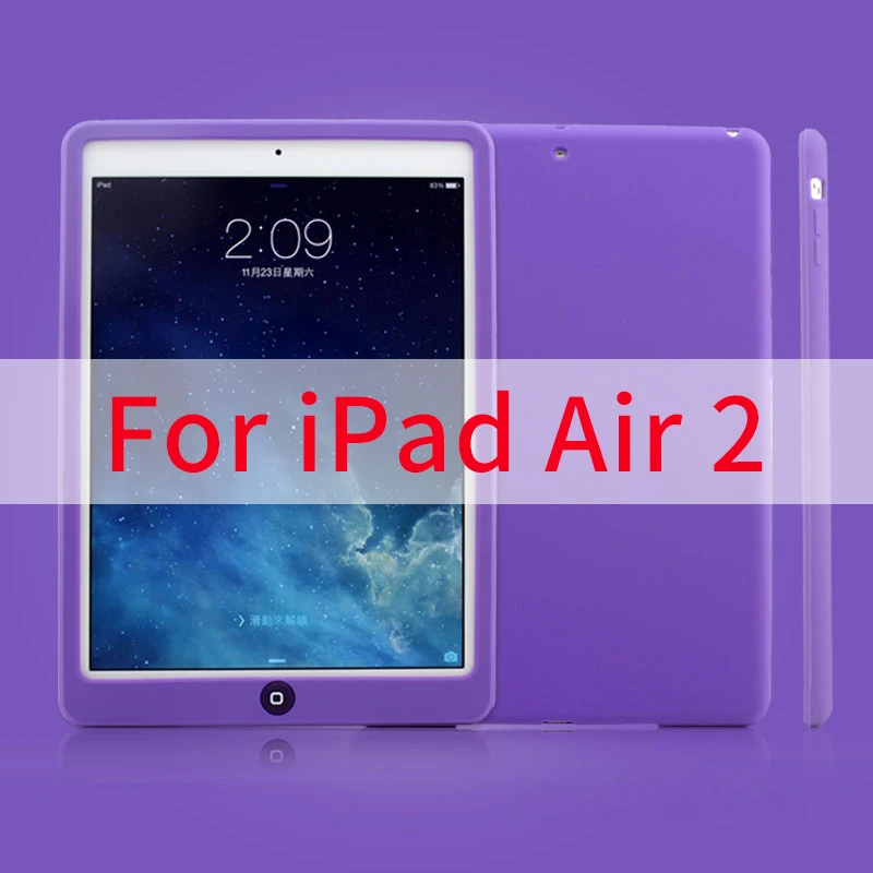 Детский силиконовый чехол с защитой от падения для iPad Air 1 air 2 9,7, Прочный противоударный мягкий чехол-бампер для iPad Air 1/2, 9,7 дюймов, планшет - Цвет: Air 2 Purple