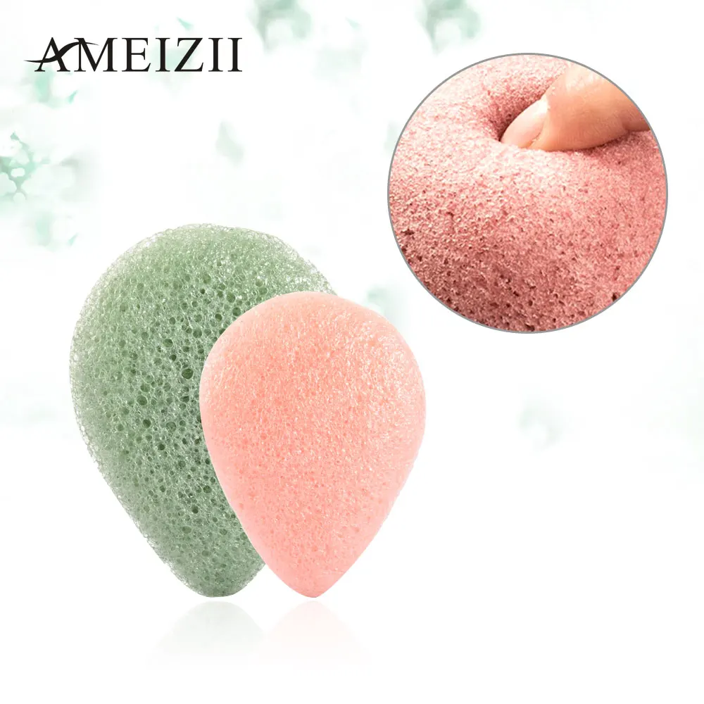 AMEIZII Очищающая губка для лица 1 шт. натуральная Konjac зеленая розовая белая очищения
