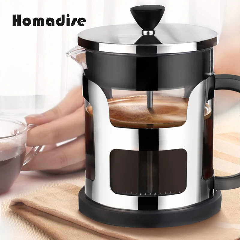 Утолщенный стеклянный пресс Homadise кружка кофейник из нержавеющей стали