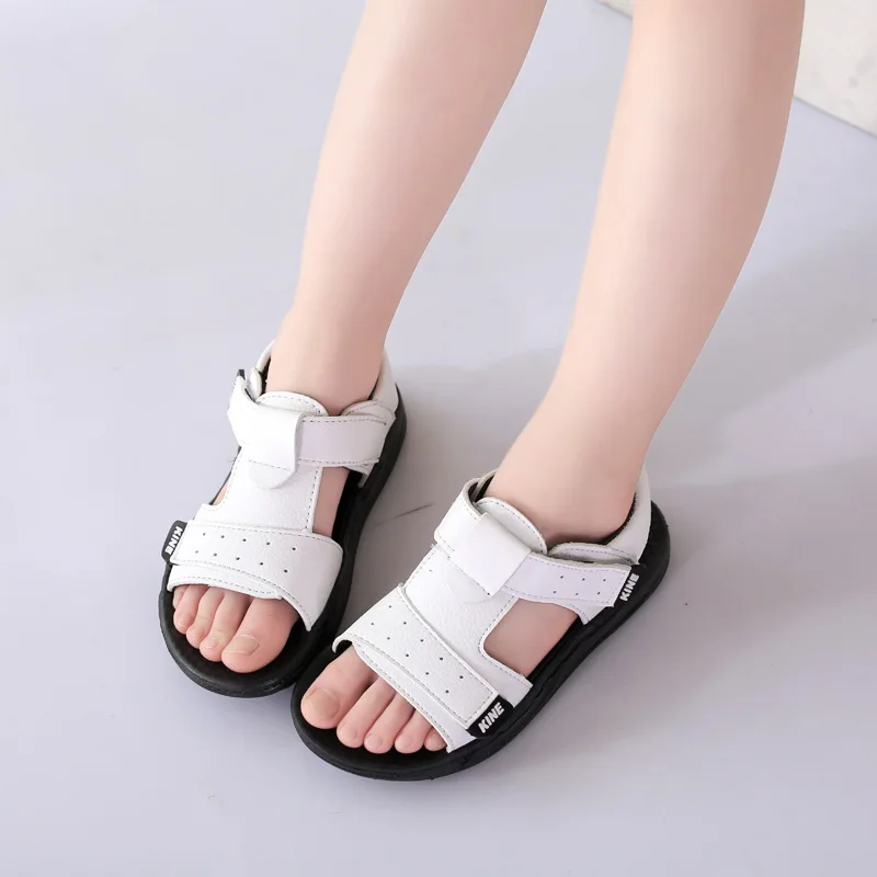 PU Leather White KINE PANDA/сандалии для мальчиков; обувь для маленьких детей; обувь для детского сада; летняя обувь для маленьких мальчиков; детская обувь из искусственной кожи для детей 1, 2, 3, 4, 5, 6 лет - Цвет: PU Leather White