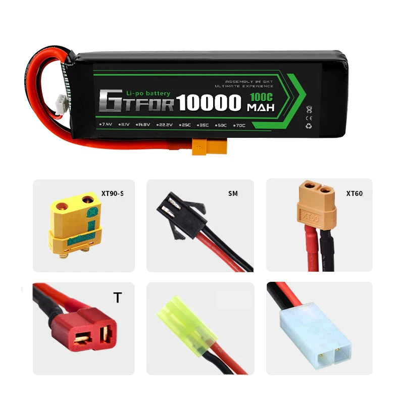 GTFDR lipo Аккумулятор 7 4 В 10000 мА/ч Lipo 2S 100C 1/8 аккумуляторная батарея Deans для 1/10