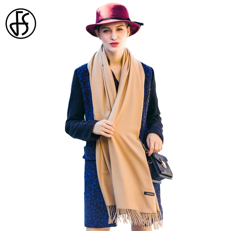 

FS Cashmere Long Scarves Scarf Women Winter Warm Luxury Brand Fashion Solid Color Tassel Foulard Shawls Wraps Echarpe Pashmina