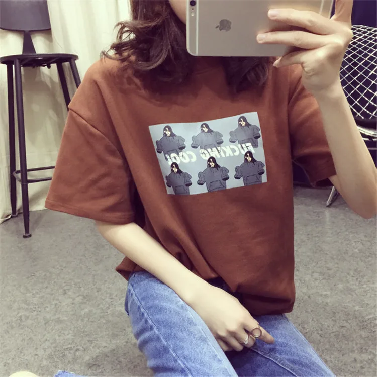 ECTTC 2019 новый стиль летние милые короткий рукав Футболка женская небольшой свежий