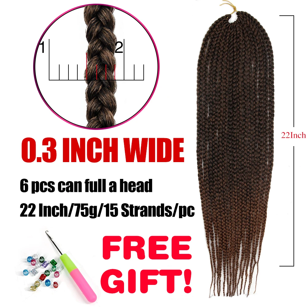 Synthetic Braids Crochet Braiding Hair Black Brown Ombre 22 Inch Long Kanekalong Extenion Box |
