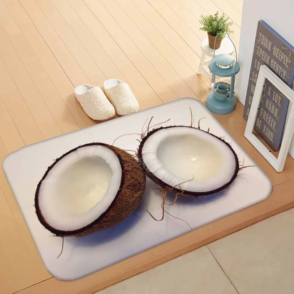 

Else Gray Wood on Half of White Coconuts Fruits 3d Pattern Print Anti Slip Washable Doormat Home Decor Entryway Kitchen Mat