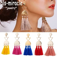 bls miracle bohemian ethnic tassel earrings for women retro geometry alloy drop earring statement handmade jewelry gift 2018 new