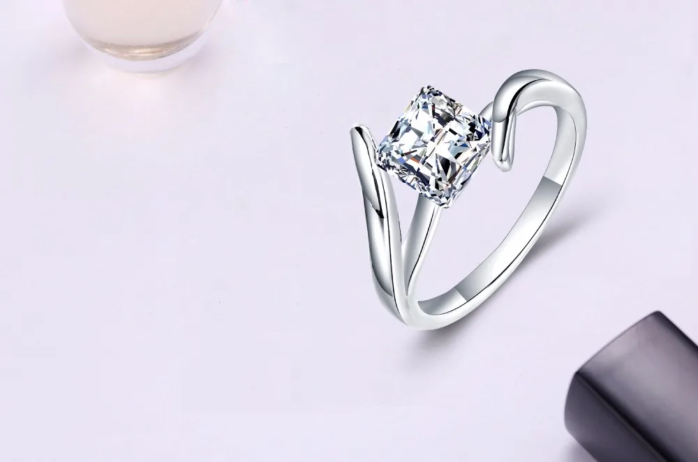 TJP New Arrival Crystal Women Finger Accessories Fashion 925 Sterling Silver Girl Bride Wedding Engagement Party Rings Shiny | Украшения и