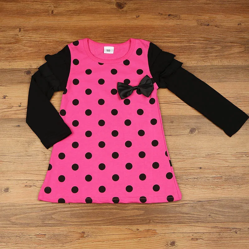 2018 Мода Весна Осенняя детская одежда для девочек в платье горошек милые бабочки с