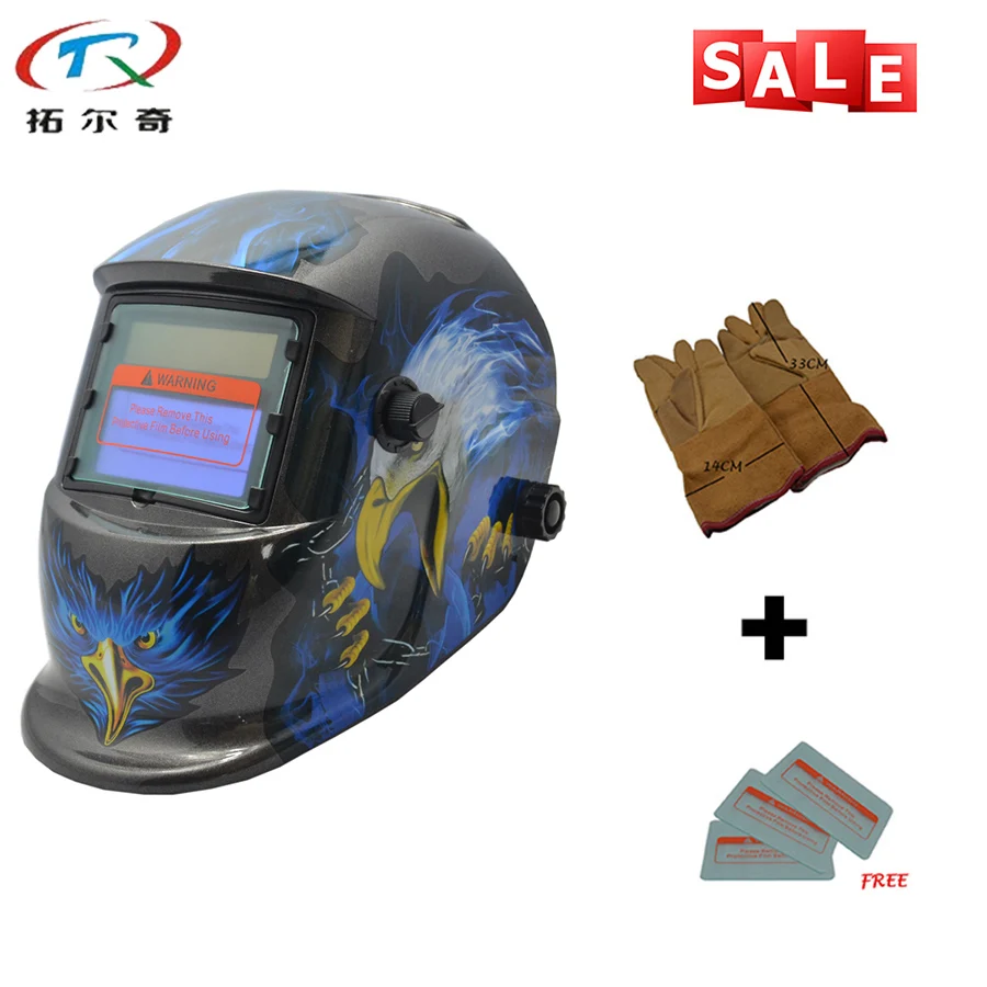 

Автоматическая PP tig mig паяльная маска Blue Eagle, бесплатные сварочные перчатки, Регулируемый шлем сварщика с электрическим затемнением