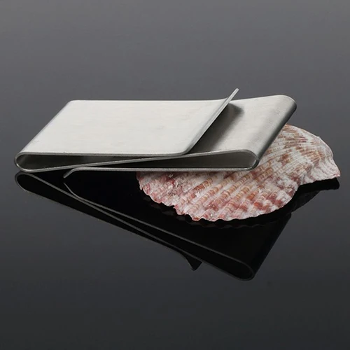 Тонкий кошелек из нержавеющей стали серебристого цвета с зажимом для денег