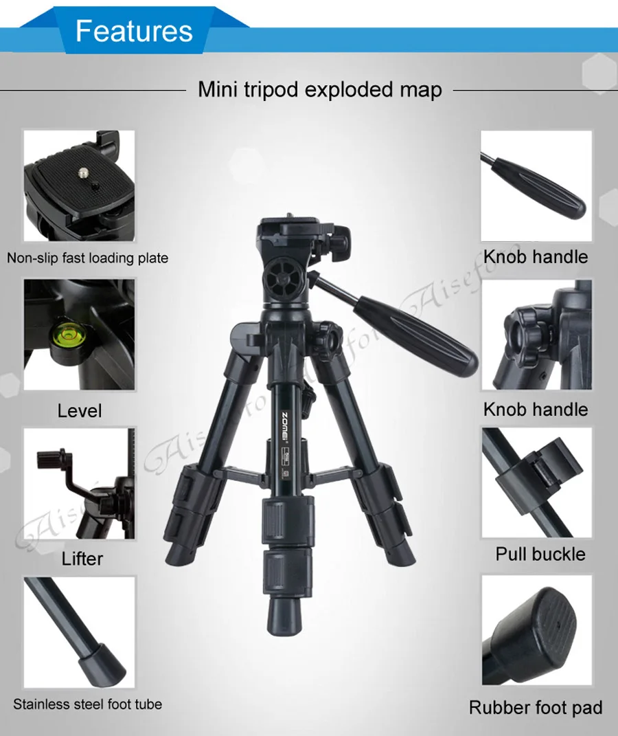 Zomei Lightweight CK30 Mini Travel Tabletop table tripod Desktop Tripod for Canon Nikon DSLR Camera and Mobile Phone | Электроника
