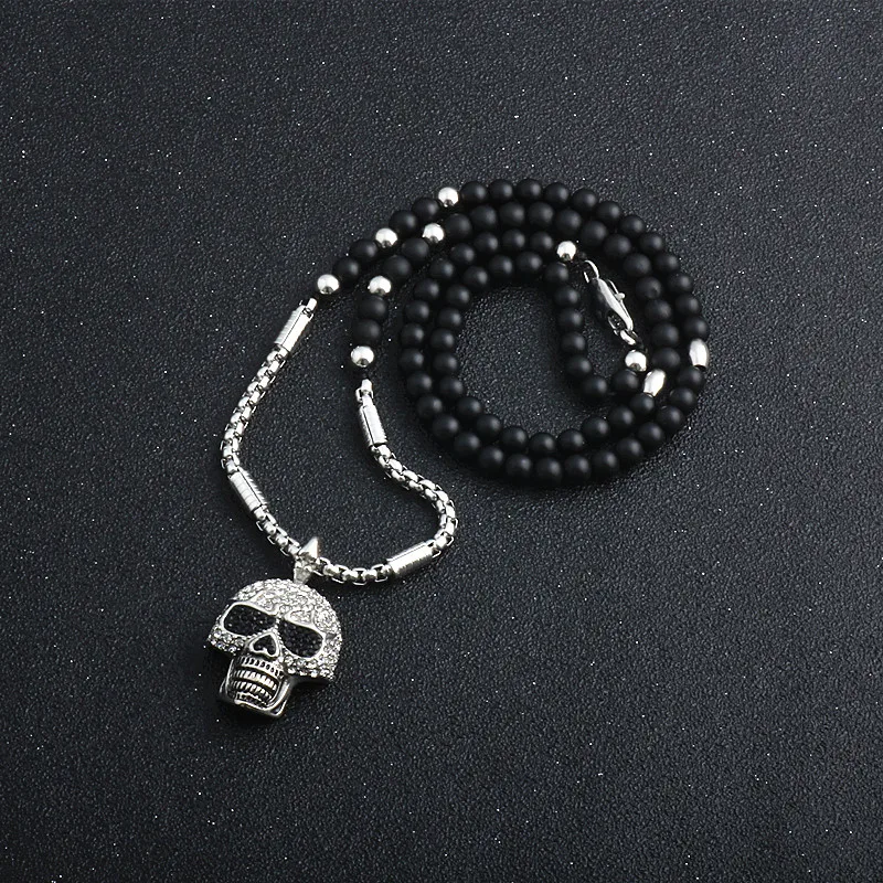Again Jewel Fashion 2019 New Men Pendant Necklace Vintage Design SKull Lion Natural Stone Beaded Yoga Jewelry Gift | Украшения и