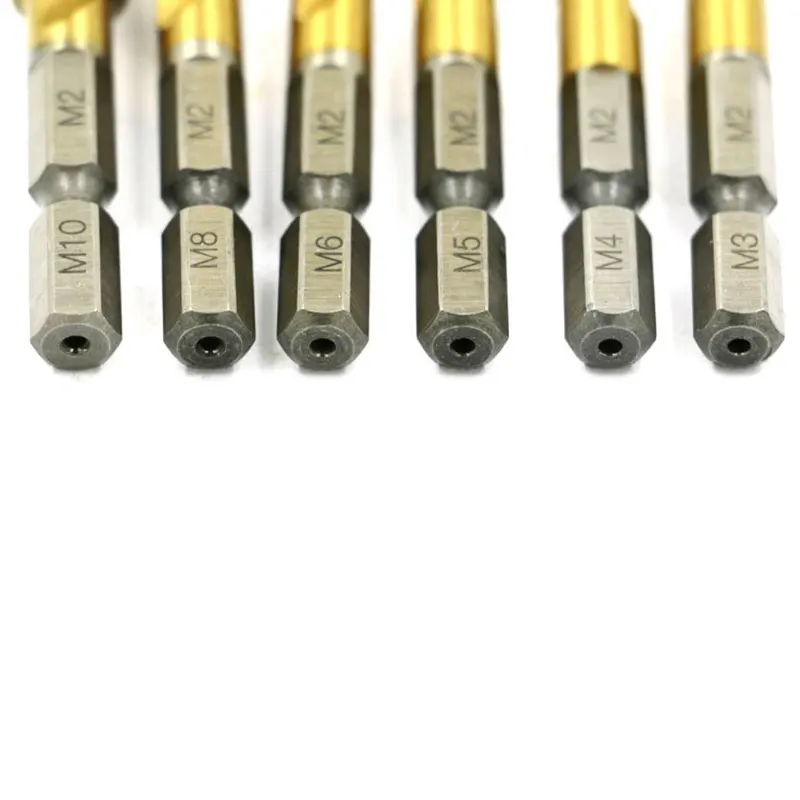 6 шт. Hss6542 комбинированное сверло винтовой кран 1/4 шестигранный хвостовик машина ручные краны Титан M3 M4 M5 M6 M8 M10 сверло Зенковка