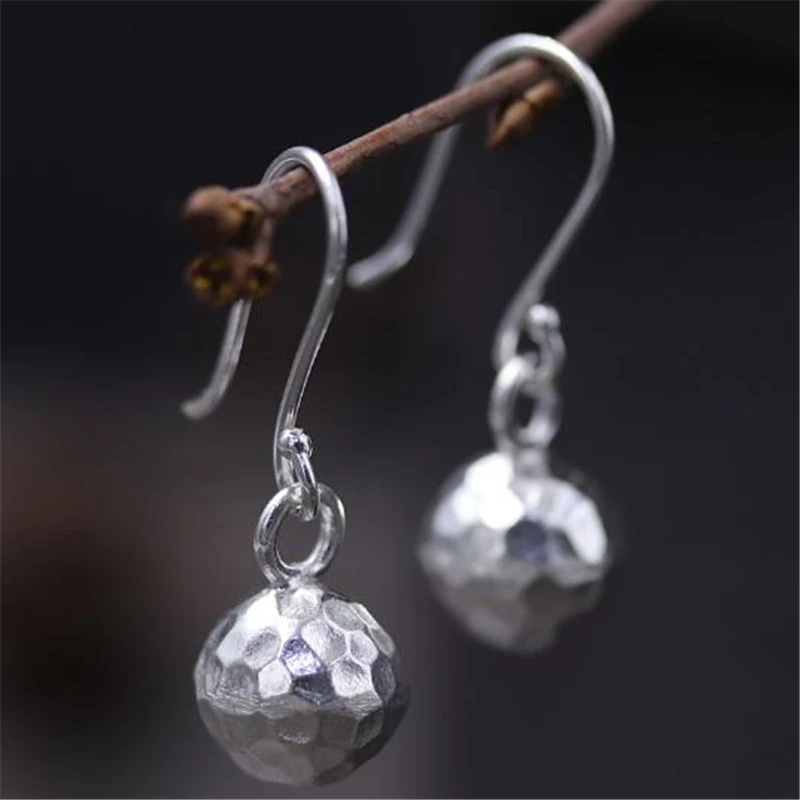 

2018 New Fashion Big Exaggerated 925 Silver Round Faceted Ball Pendant Statement Dangle Earrings Bijoux for Women Brincos