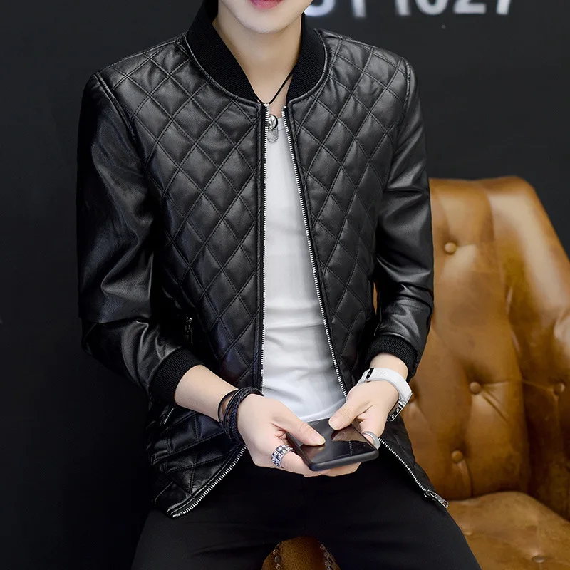 Мужская кожаная куртка мотоциклетная сезон весна и осень|men leather jacket|leather jacketmotorcycle