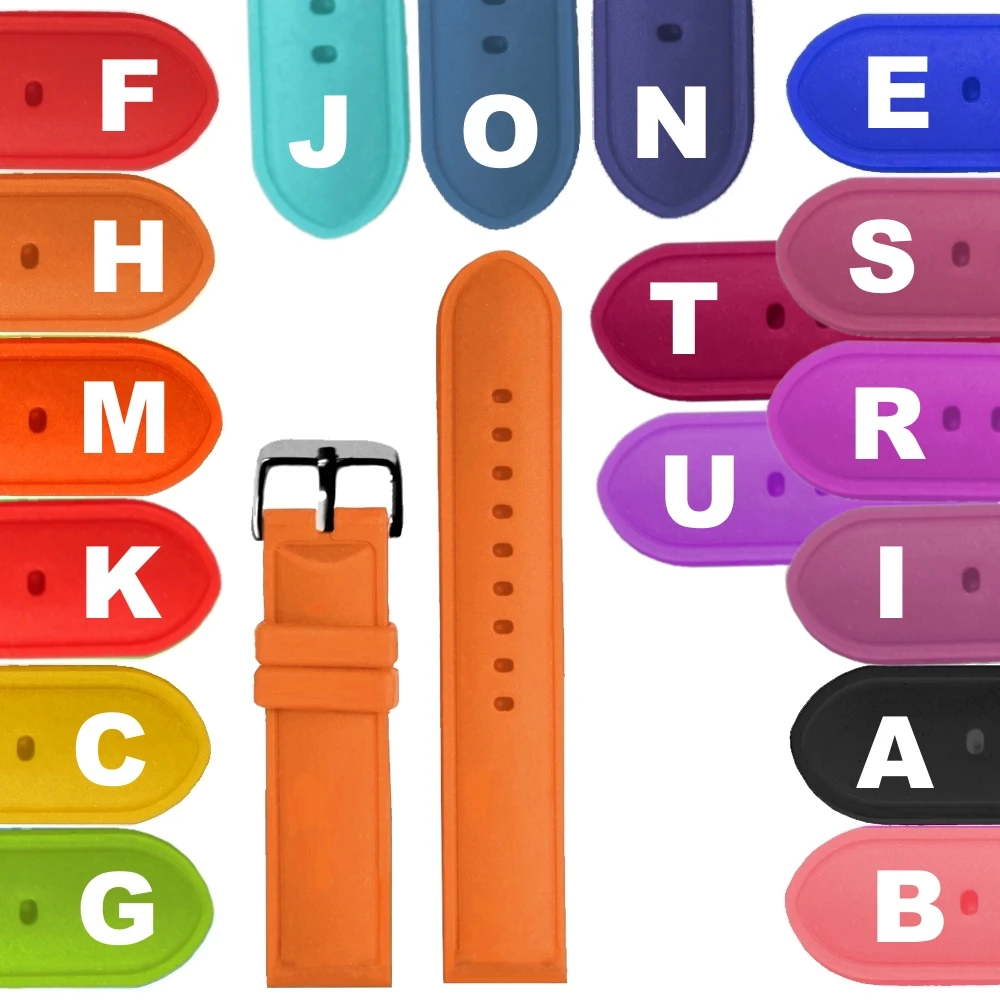 Ремешок силиконовый для наручных часов резиновый браслет мужчин и женщин черный