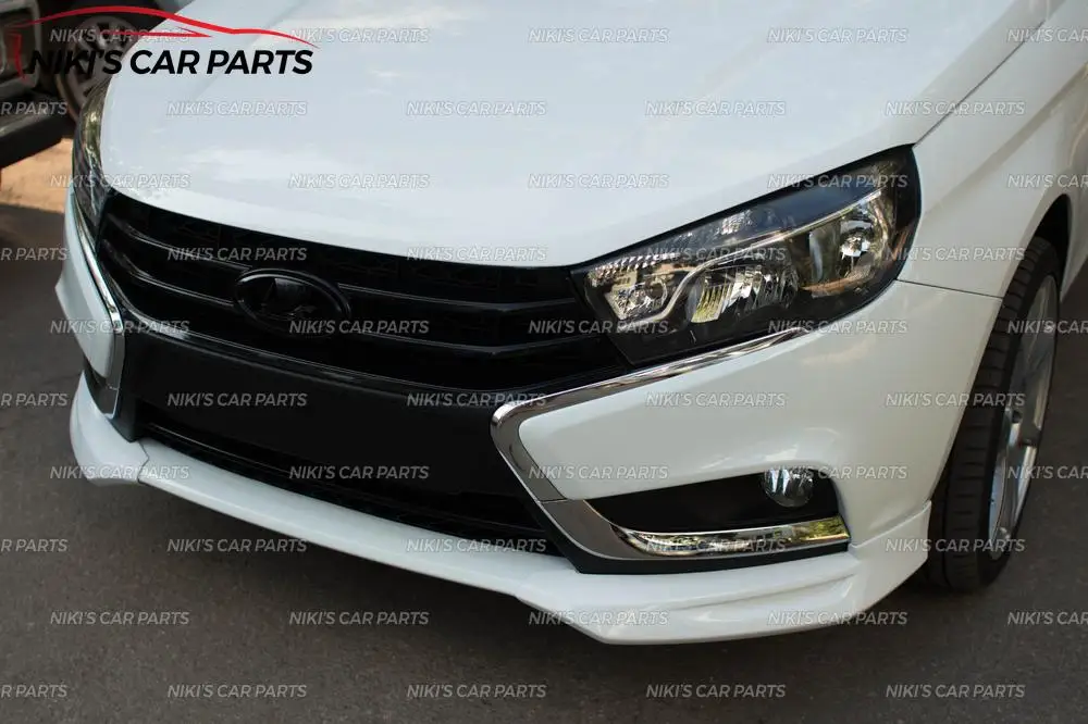 Клыки и центральная вставка для Lada Vesta 2015 на переднем бампере АБС пластик корпус