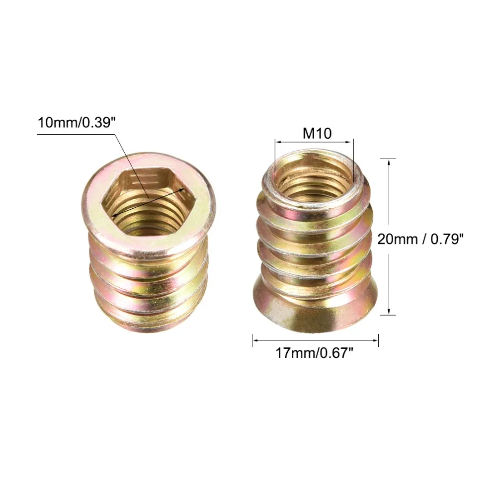 Uxcell Горячие 20 штук деревянная мебель M8x25 M8x30 M10x20 M10x25 Резьбовая вставка гайки