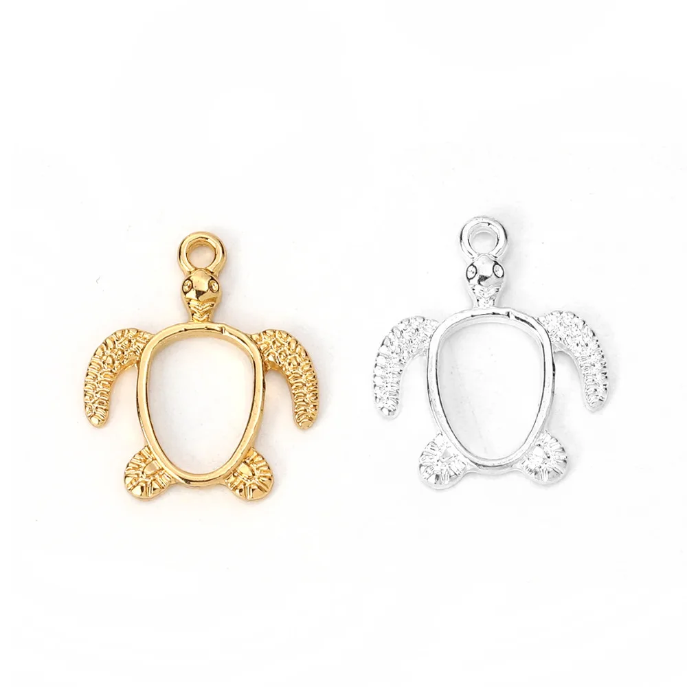 Подвески Doreen Box из цинкового сплава с открытой спиной для морских черепах