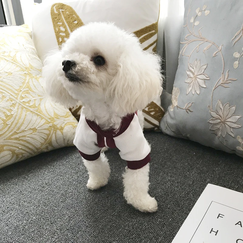 Новое поступление осень/зима винно красный цвет белая полоса Досуг Собака Pet