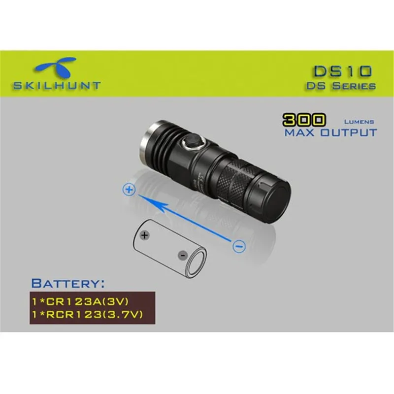 SKILHUNT DS10 Алюминий сплав Водонепроницаемый 2 5 режимов 300 люмен светодиодный
