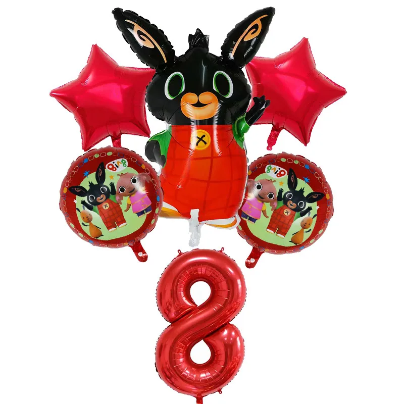 6 шт./лот, фольгированные шары Bing Bunny, воздушный шар с мультяшным Кроликом, размер 30 дюймов, для детей 1, 2, 3, 4, 5 лет, для дня рождения, аксессуары, игрушки - Цвет: Темный хаки