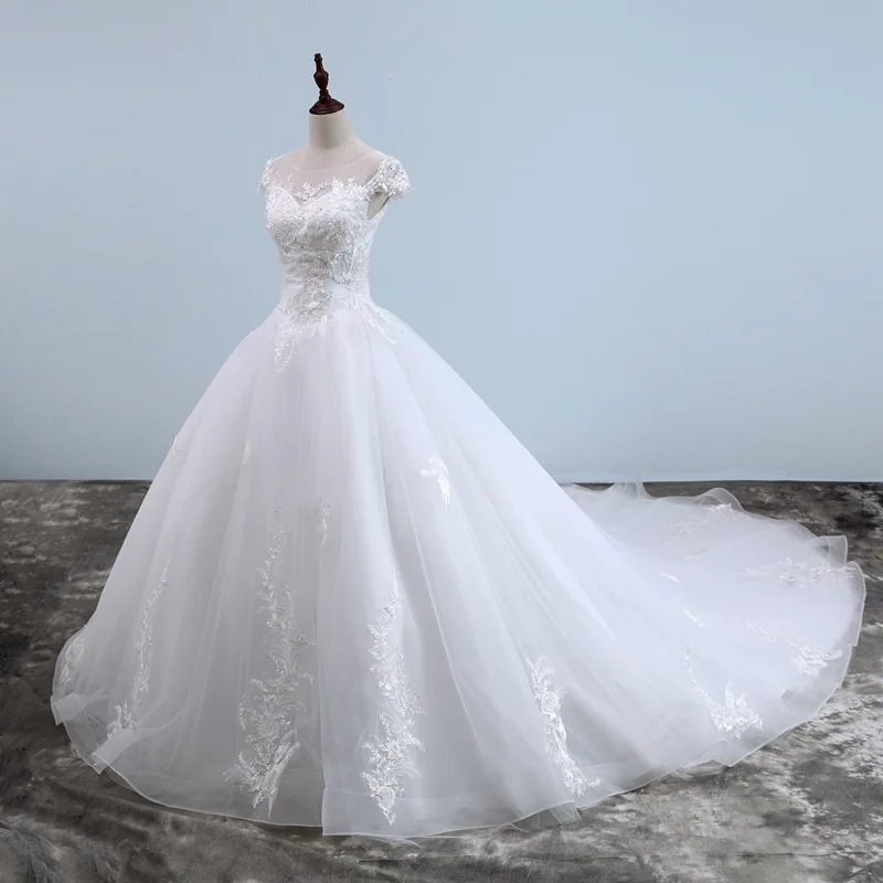 High Quality De Mariage Brush Sweep Train Custom Made Elegant Gelinlik Slim-Line Sweetheart Gorgeous Ball Gown Wedding Dress | Свадьбы и