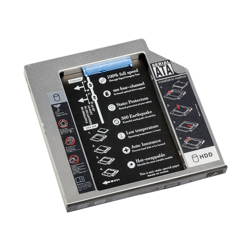 Kphrtek 1 шт. оптический Жесткий драйвер SATA 2-й HDD SSD Caddy Bay адаптер для ноутбуков 12 7/9 5 мм