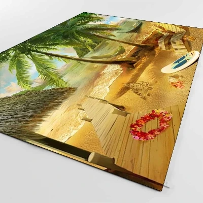 

Else Tropical Brown Beach Sand Palm Trees 3d Print Non Slip Microfiber Living Room Decorative Modern Washable Area Rug Mat