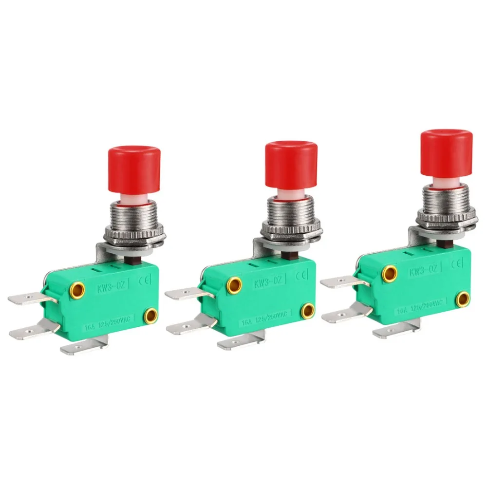 

UXCELL 3PCS 16A 125/250VAC Switches SPDT NO NC 3-Terminals Snap Push Button Type Micro Limit Action Switch Accessories Supplies