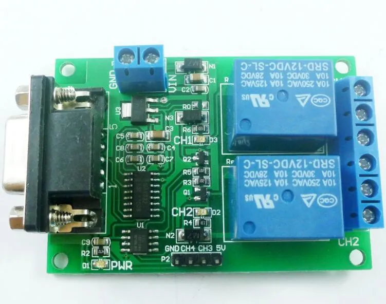 Двухканальный последовательный порт RS232 реле UART протокол DB9 интерфейс удаленного