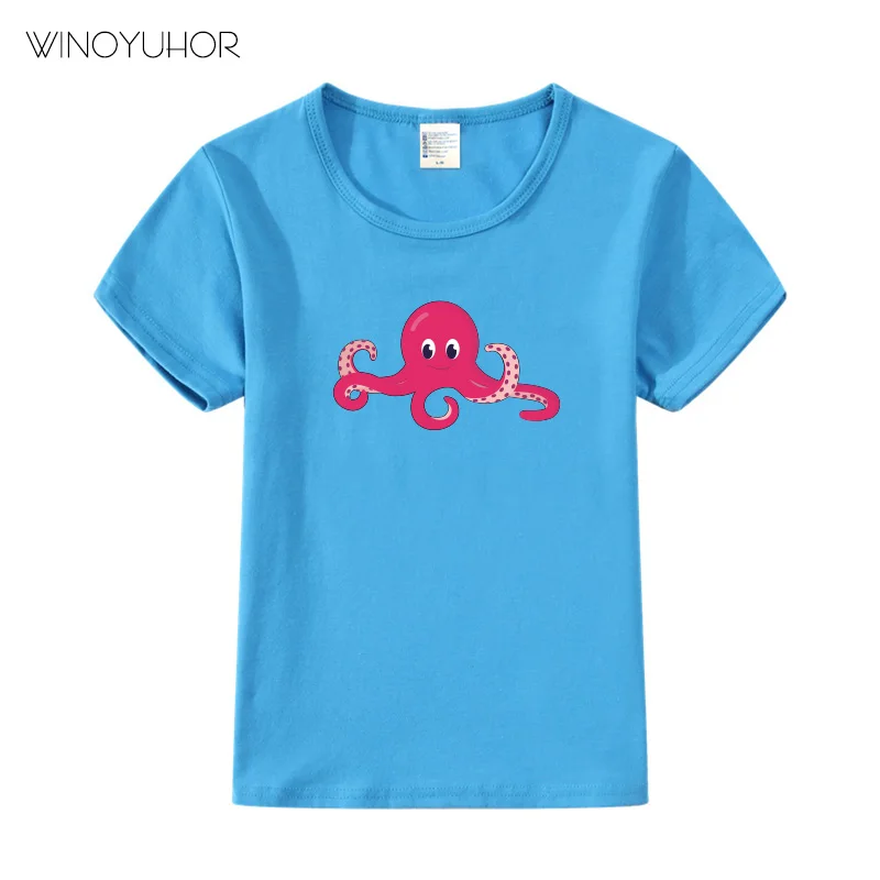 

Cartoon Octopus T Shirt Kids Boys Summer Short Sleeve T-Shirts Cotton Children Baby Girls O-neck Clothes High Quality