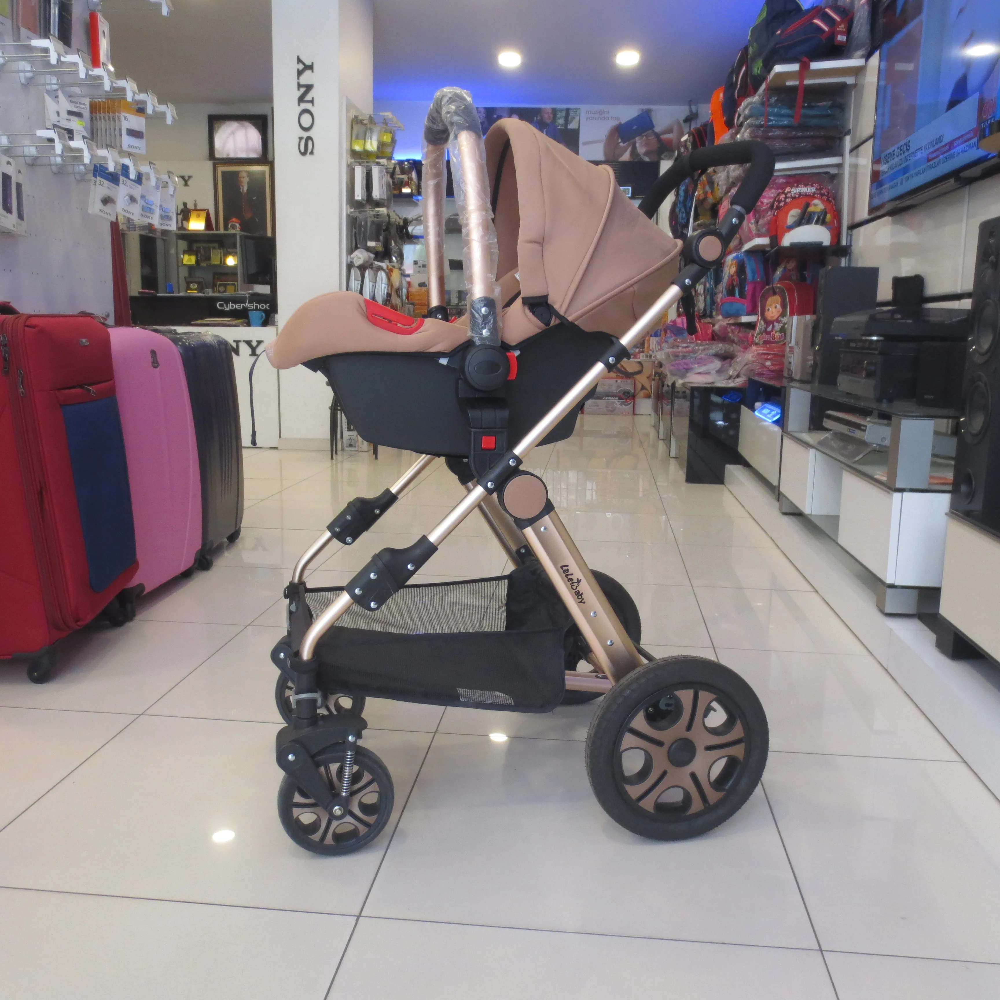 Lelebaby BS01 многофункциональная 3 в 1 детская коляска прогулочная складная Золотая