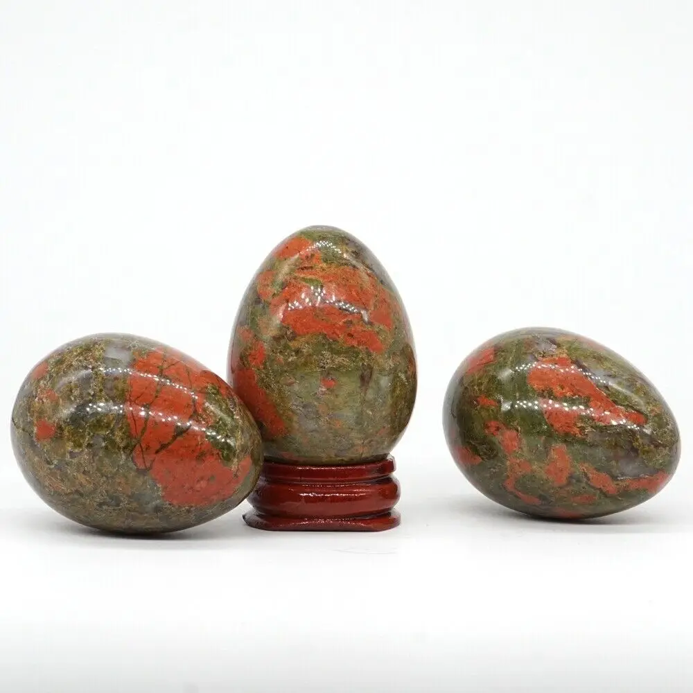 

35x49MM Natural Gemstone Unakite Quartz Crystal Reiki Healing Shape Egg (1pcs)
