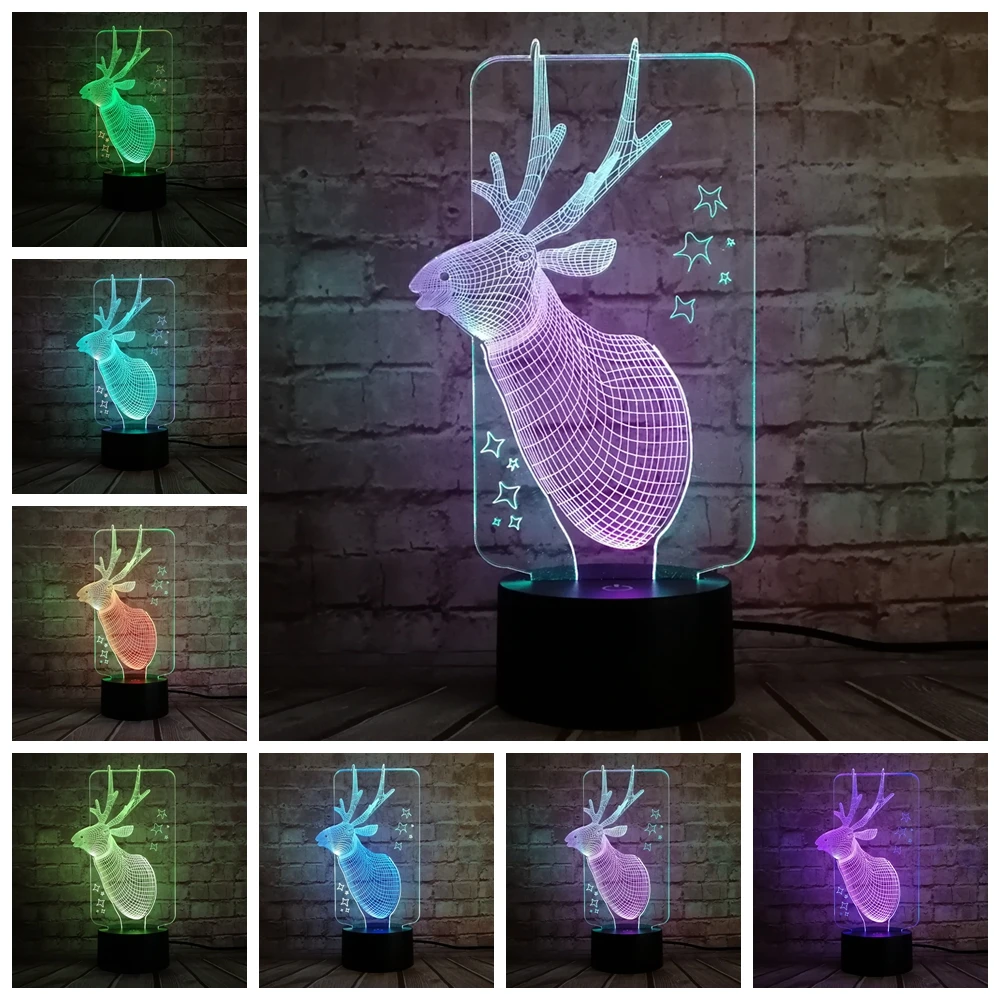 Прекрасная фея 3D Рождественский олень Иллюзия спальня офис домашний стол настольная лампа Декор Детские ночные светильники праздничные подарки