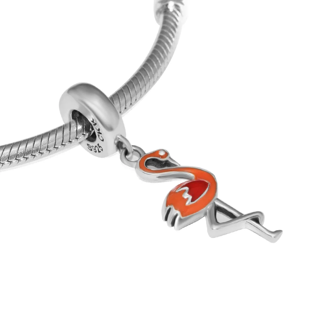 Fits Pandora Bracelet Flamingo Silver Dangle Charms Genuine 925 Sterling Original Beads for Women DIY Jewelry kralen |